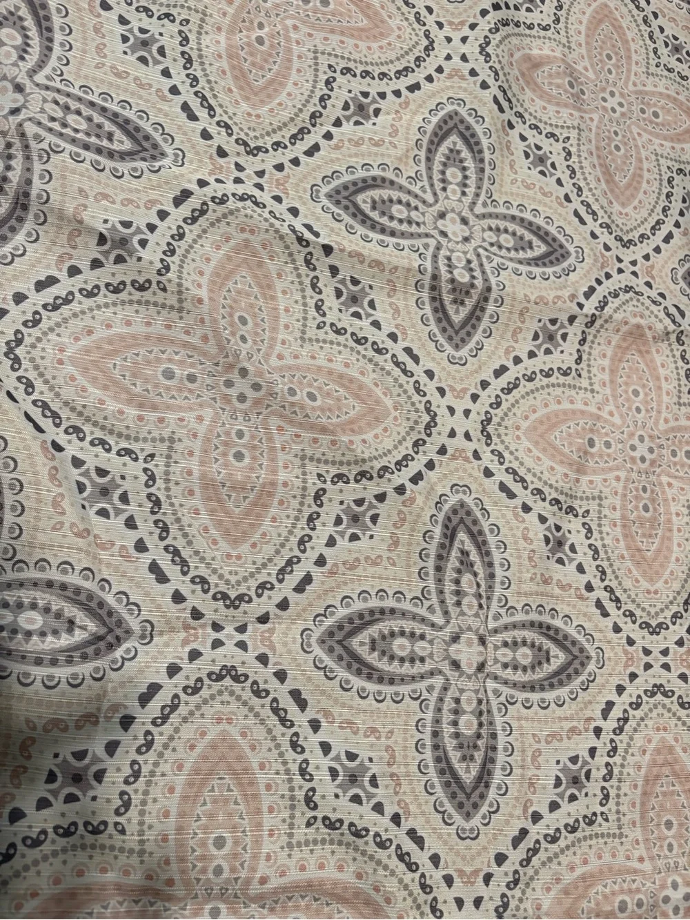 Paisley Medallion Shower Curtain — Cream with Blush and Gray